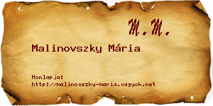 Malinovszky Mária névjegykártya